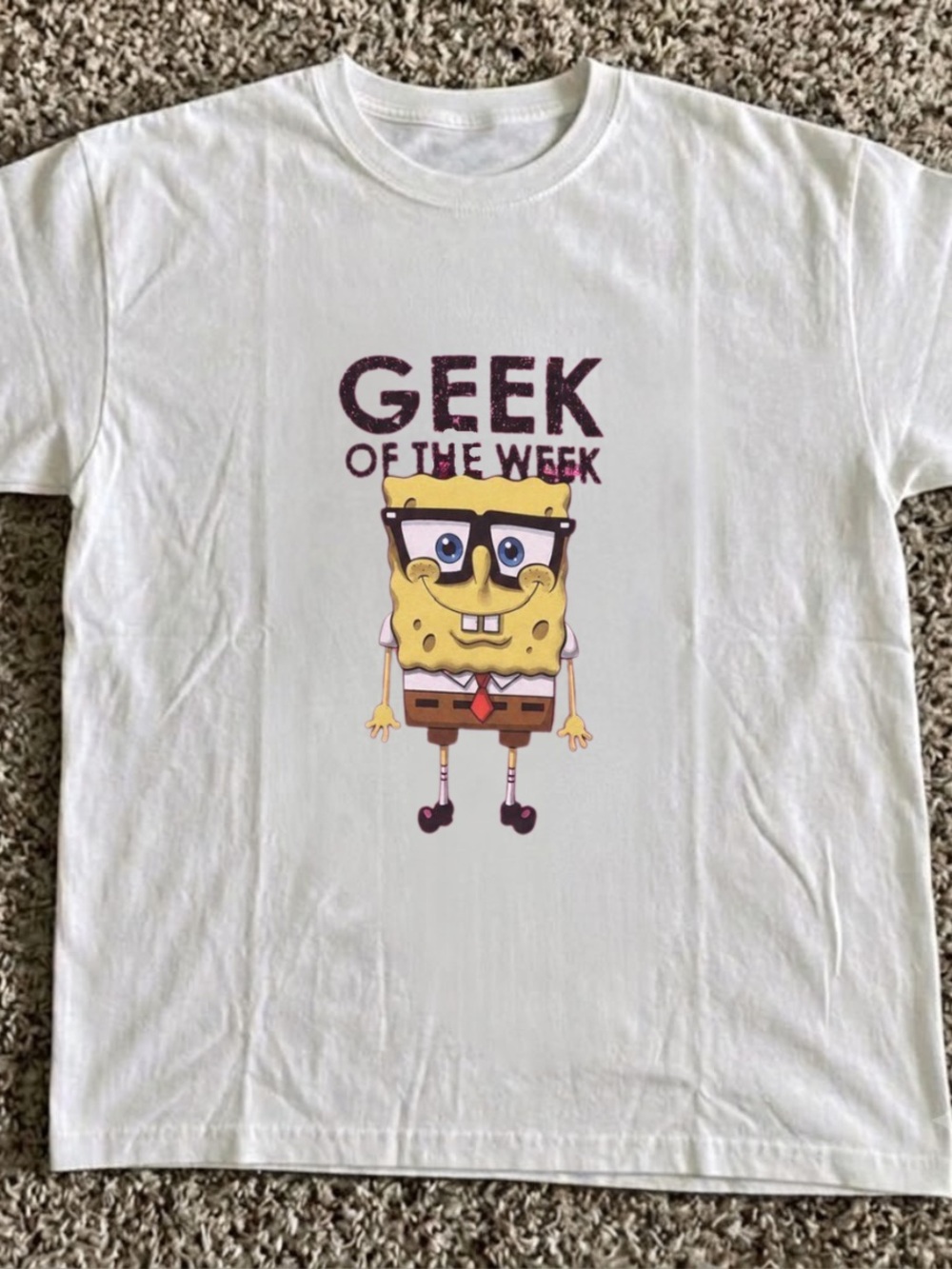 Geek of the Week Sponge Character Graphic Tee - White Unisex